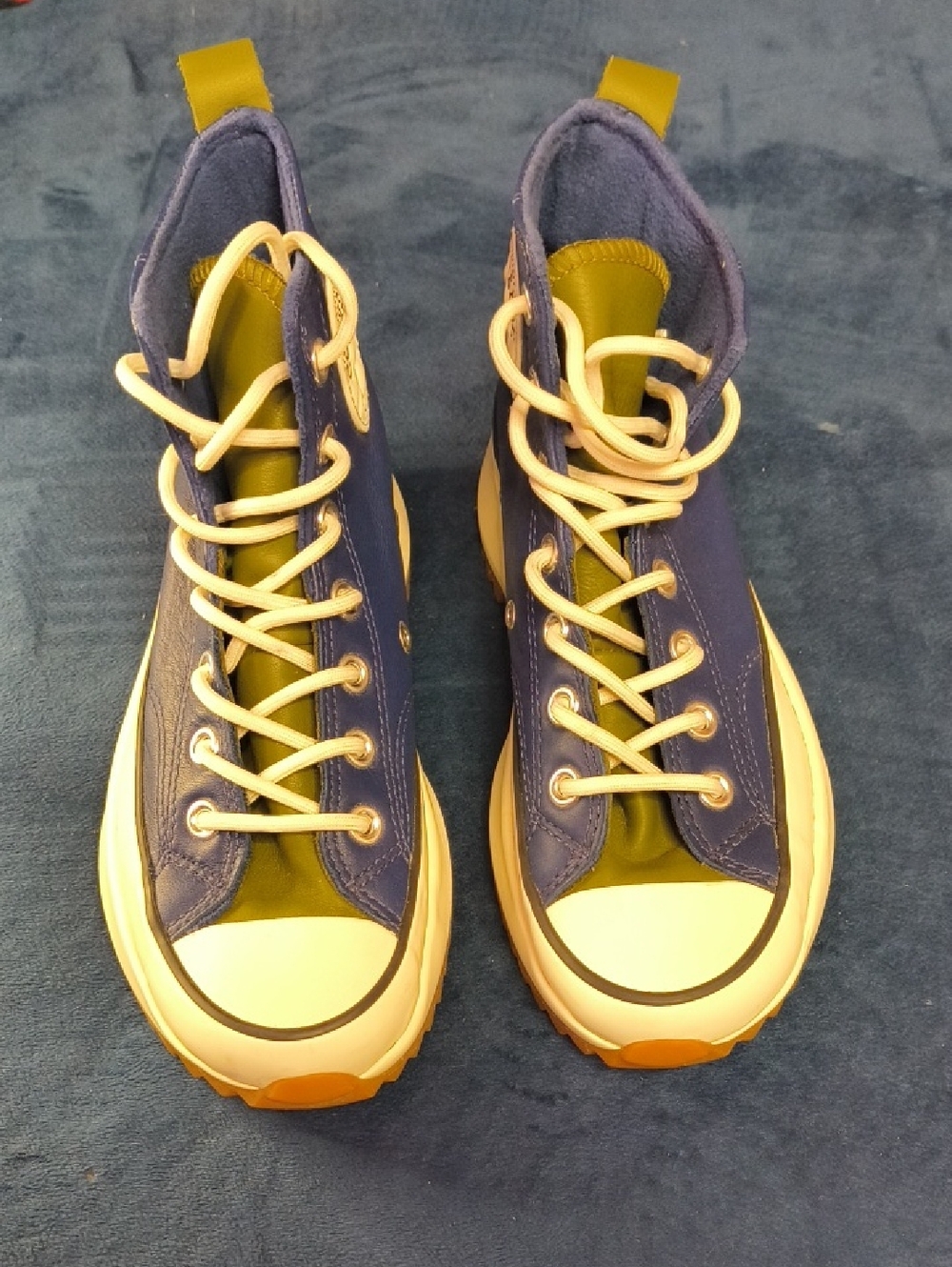 Converse Navy and Olive Green Platform High-Top Sneakers